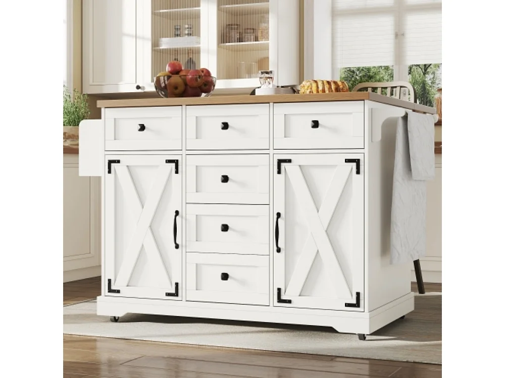 Kücheninsel, Servierwagen mit Stauraum, Mobiler Buffetschrank, Küchenwagen für Küche