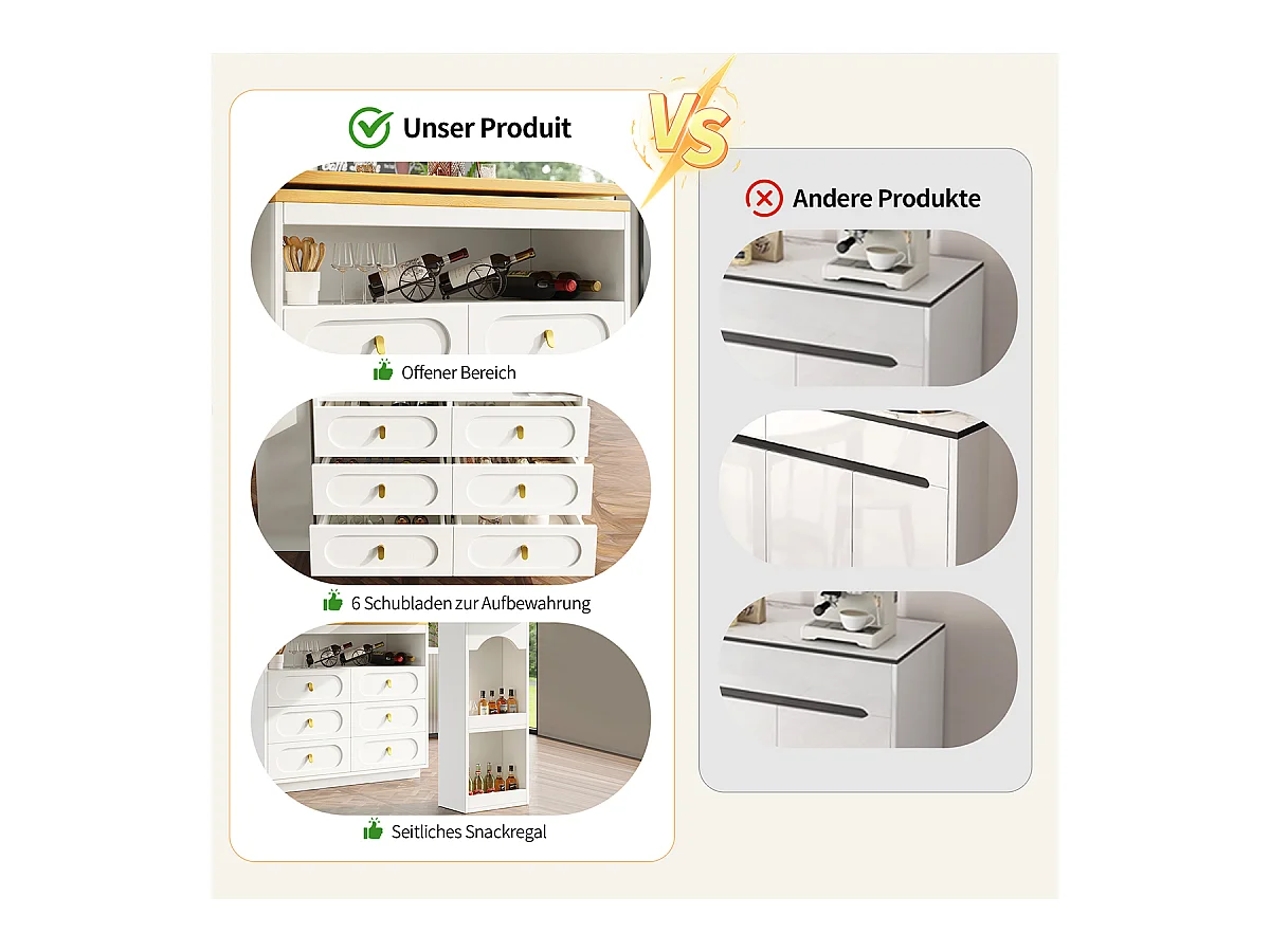 Bartisch mit 360° Drehfunktion und Stauraum Kücheninsel Hochtisch Küchentisch Längenverstellbar von 138-203cm Weiß