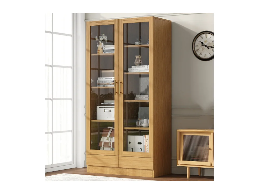 Glasvitrine, Büroschrank,Aufbewahrungsregal, verstellbare Fachböden,80*40*160 cm