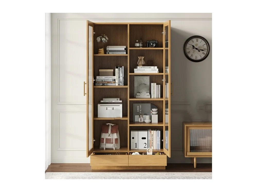 Glasvitrine, Büroschrank,Aufbewahrungsregal, verstellbare Fachböden,80*40*160 cm