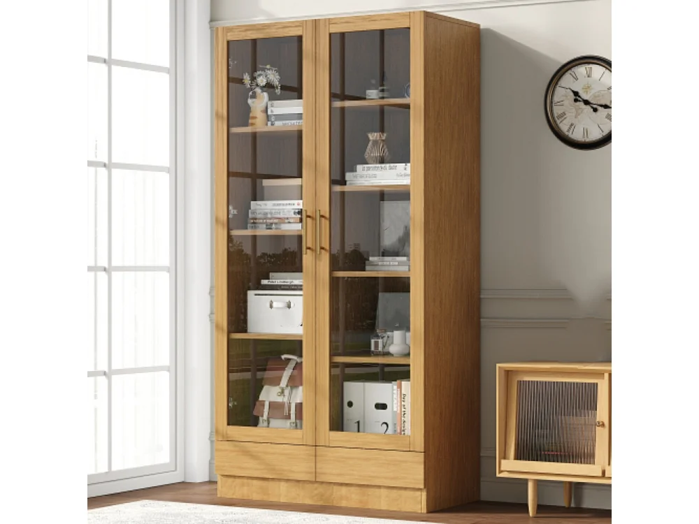 Glasvitrine, Büroschrank,Aufbewahrungsregal, verstellbare Fachböden,80*40*160 cm