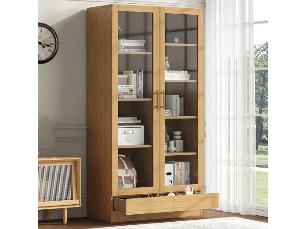 Glasvitrine, Büroschrank,Aufbewahrungsregal, verstellbare Fachböden,80*40*160 cm