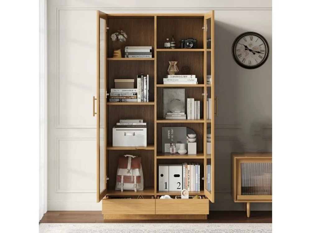 Glasvitrine, Büroschrank,Aufbewahrungsregal, verstellbare Fachböden,80*40*160 cm