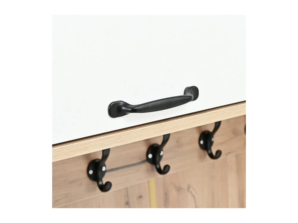 Garderobenset, Komplett-Set Flurgarderobe mit Sitzbank, 5 Haken, 2 Türen 80×185×35 cm (B×H×T)