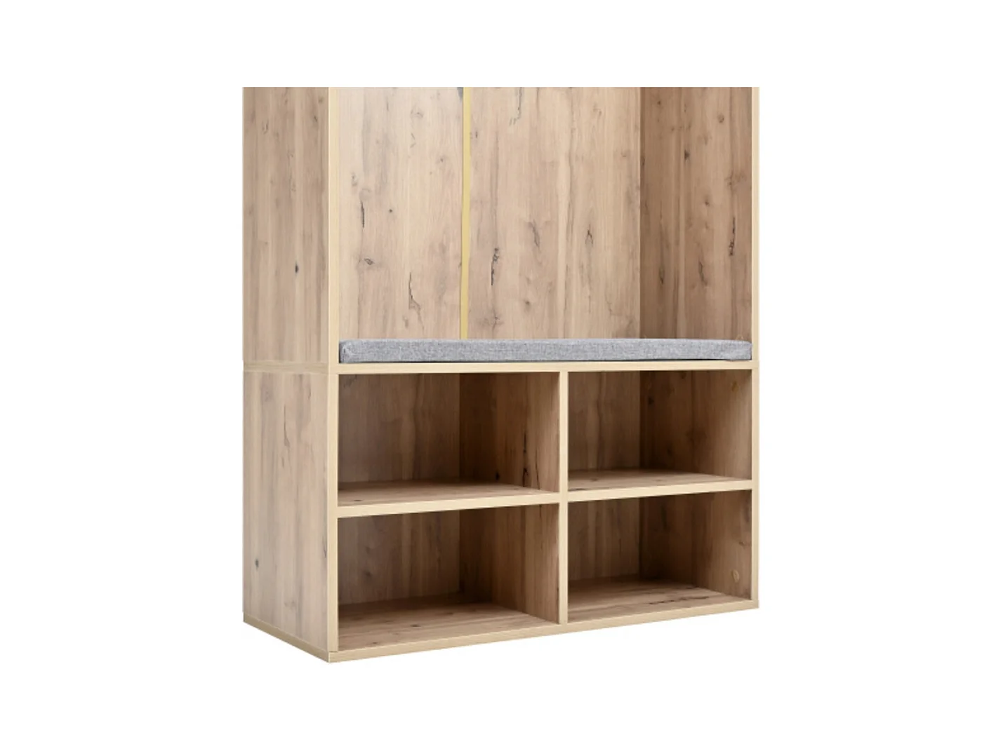 Garderobenset, Komplett-Set Flurgarderobe mit Sitzbank, 5 Haken, 2 Türen 80×185×35 cm (B×H×T)