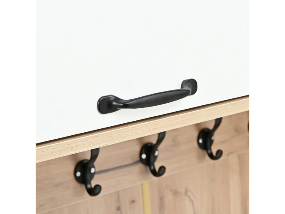 Garderobenset, Komplett-Set Flurgarderobe mit Sitzbank, 5 Haken, 2 Türen 80×185×35 cm (B×H×T)