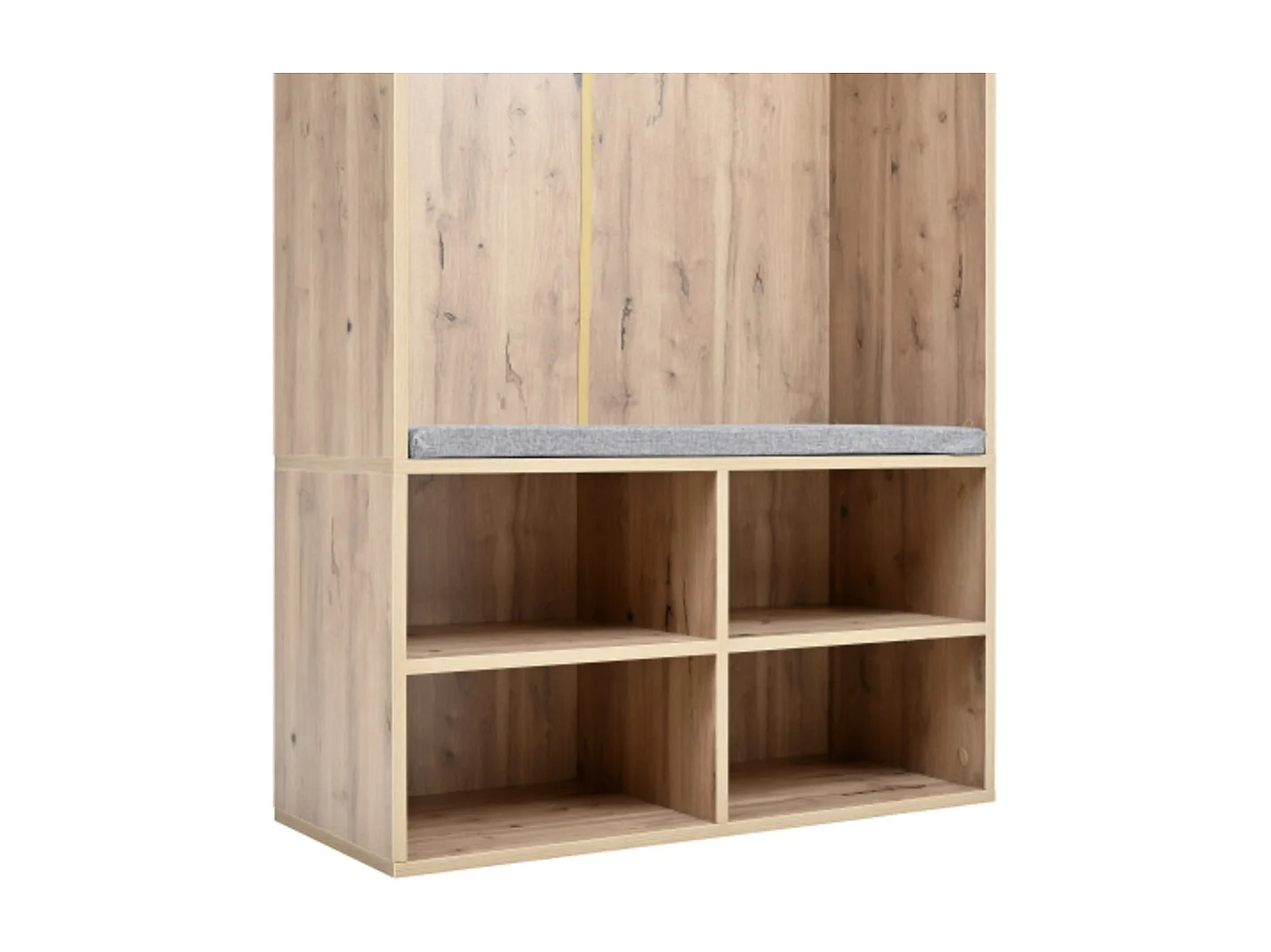 Garderobenset, Komplett-Set Flurgarderobe mit Sitzbank, 5 Haken, 2 Türen 80×185×35 cm (B×H×T)