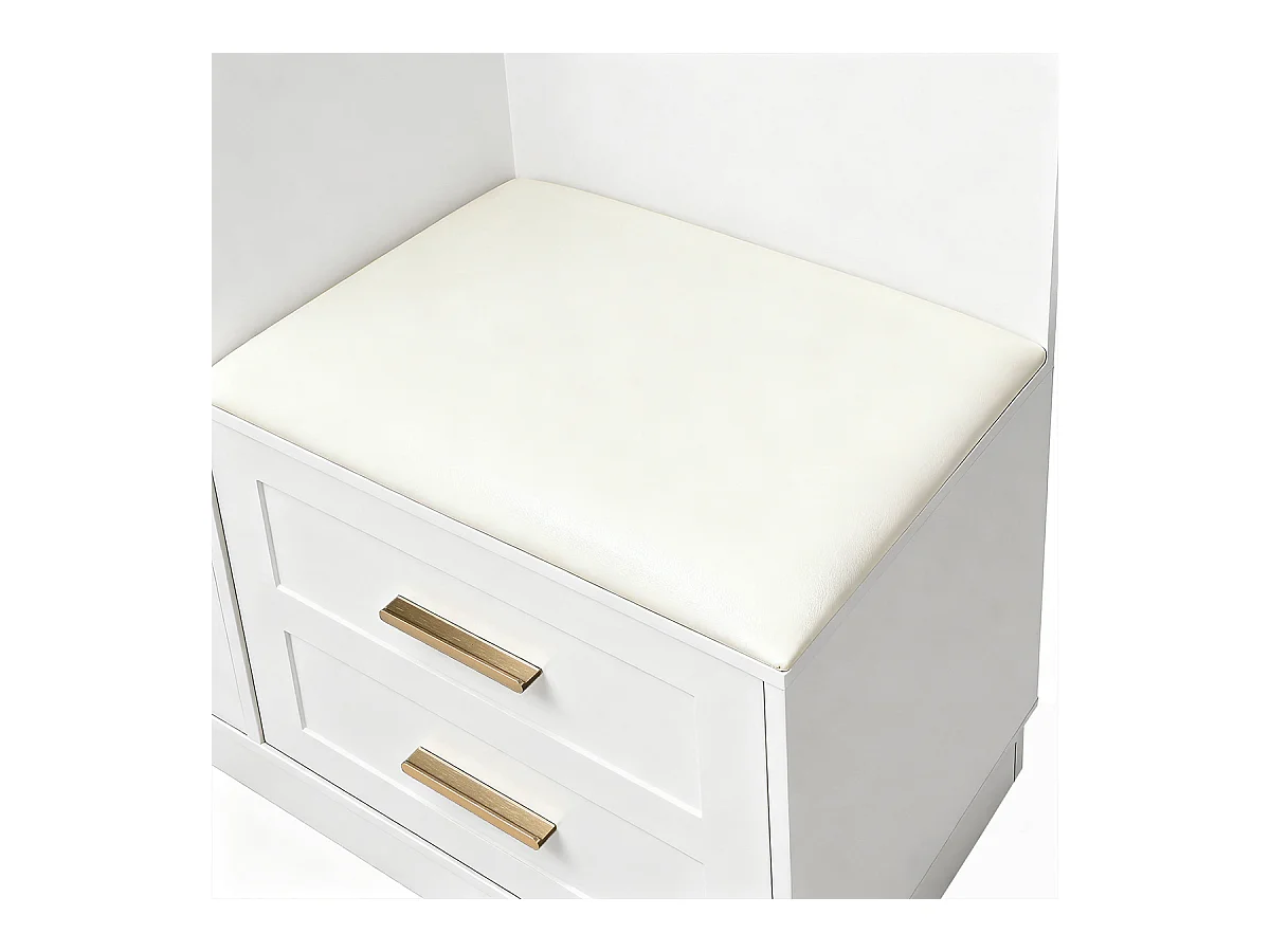 Garderobenset mit Spiegel und Schuhschrankkombination Flurgarderobe Wandgarderoben-Set 110 L x 33 B x 185.5 H cm Weiß