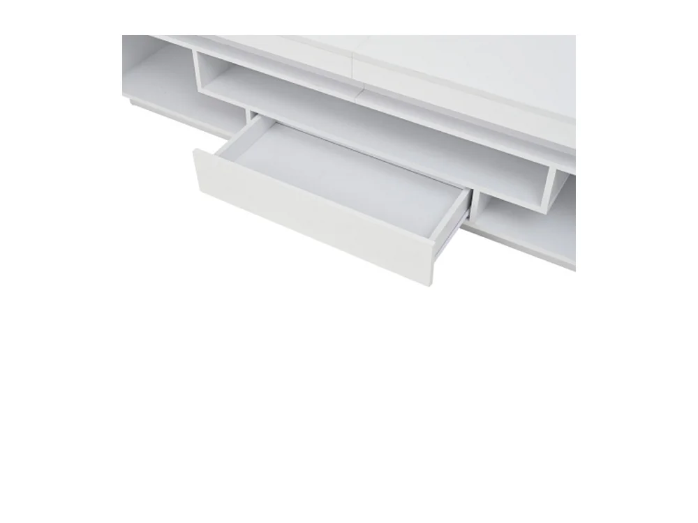 TV-Ständer mit 2 L-förmigen Schränken und 1 Schublade,Hochglanz-Wohnzimmerschrank mit LED,Lowboard, Stand-TV-Schrank für Fernseher um die 75 Zoll 175*38*45cm