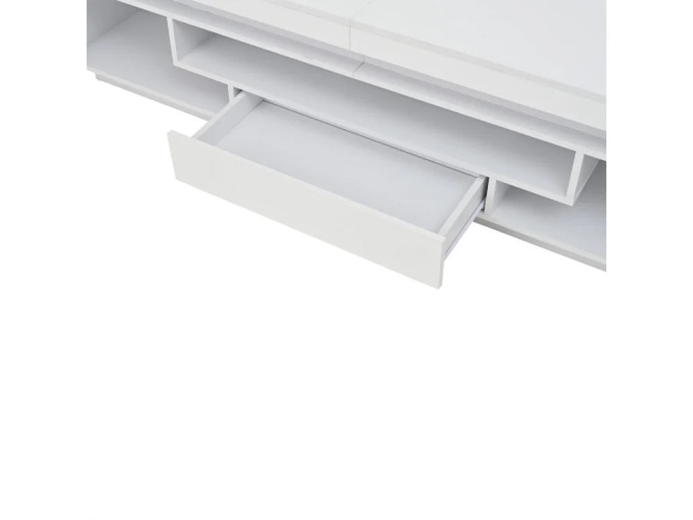 TV-Ständer mit 2 L-förmigen Schränken und 1 Schublade,Hochglanz-Wohnzimmerschrank mit LED,Lowboard, Stand-TV-Schrank für Fernseher um die 75 Zoll 175*38*45cm