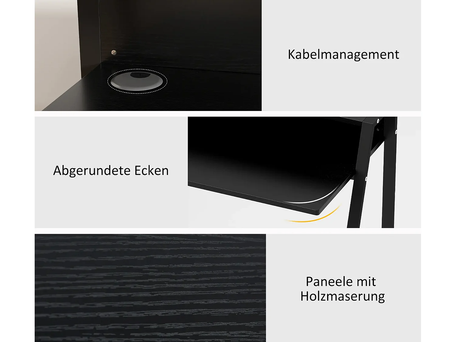 Schreibtisch, Computertisch mit Ablage und Kabel Management, Schreibtisch mit Metallgestell für Arbeitszimmer, Schlafzimmer, Home Office, 84 x 45 x 85 cm