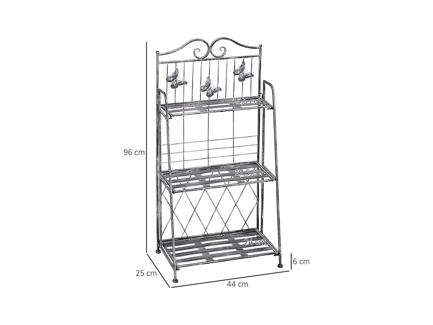 Pflanzregal, Pflanzenständer Blumenregal, Blumenständer Blumentreppe Gartenregal 3 Ebenen 44 x 25 x 96 cm