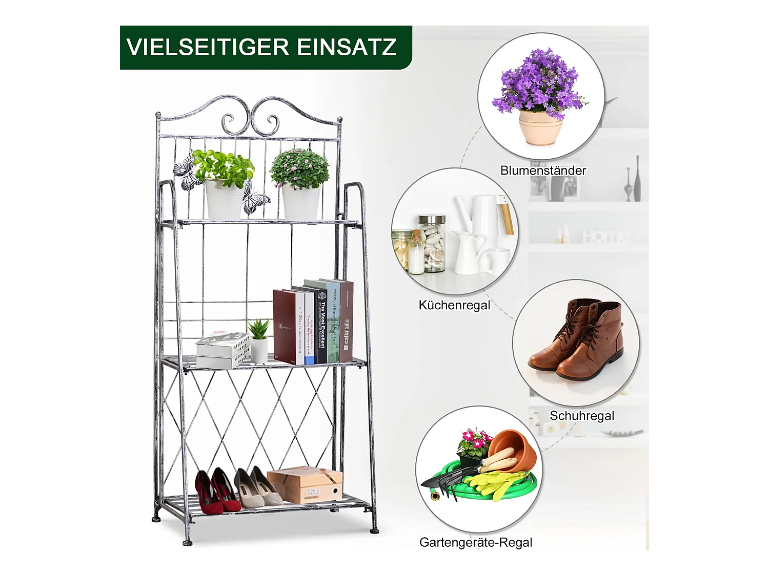 Pflanzregal, Pflanzenständer Blumenregal, Blumenständer Blumentreppe Gartenregal 3 Ebenen 44 x 25 x 96 cm