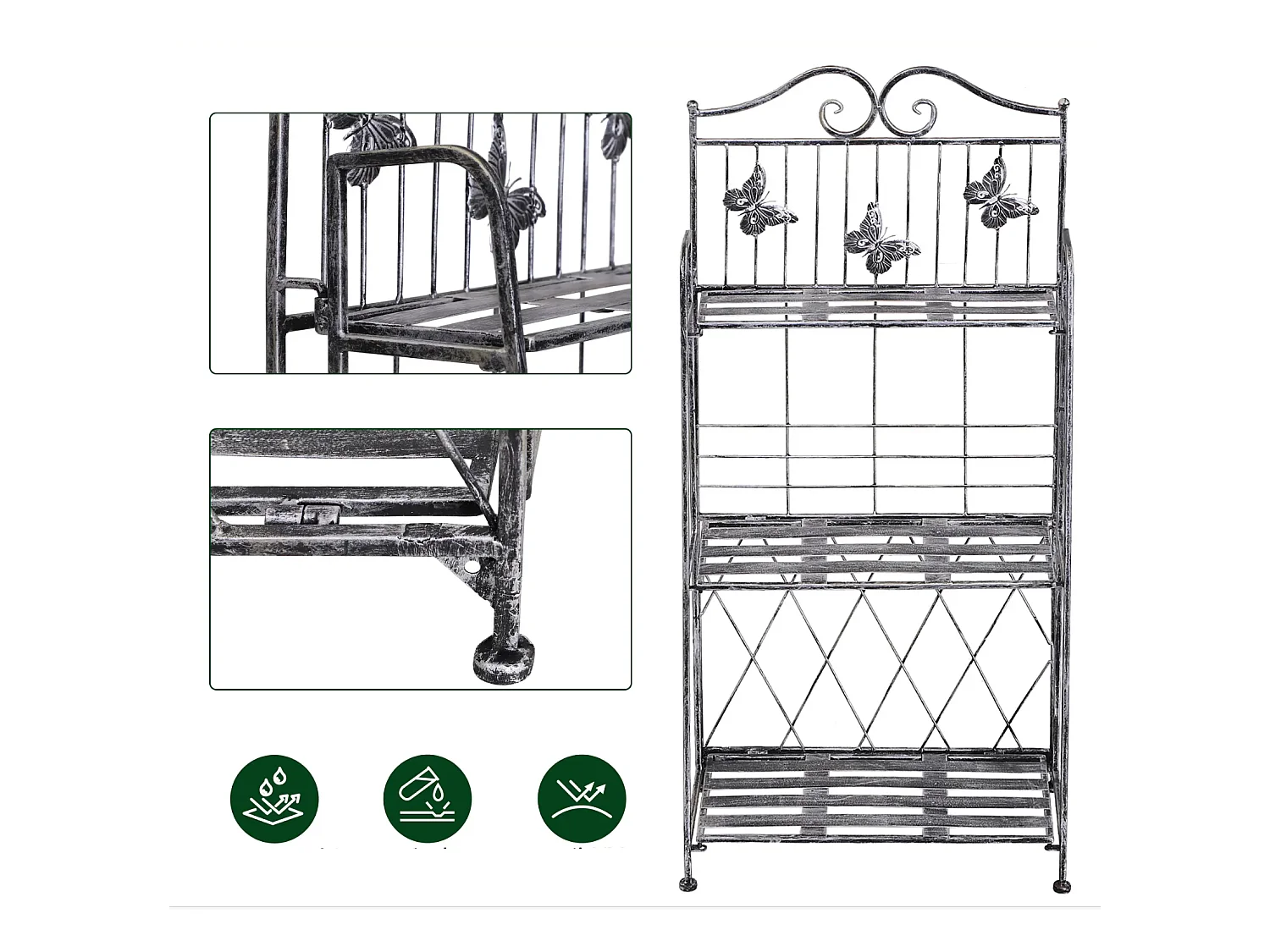 Pflanzregal, Pflanzenständer Blumenregal, Blumenständer Blumentreppe Gartenregal 3 Ebenen 44 x 25 x 96 cm
