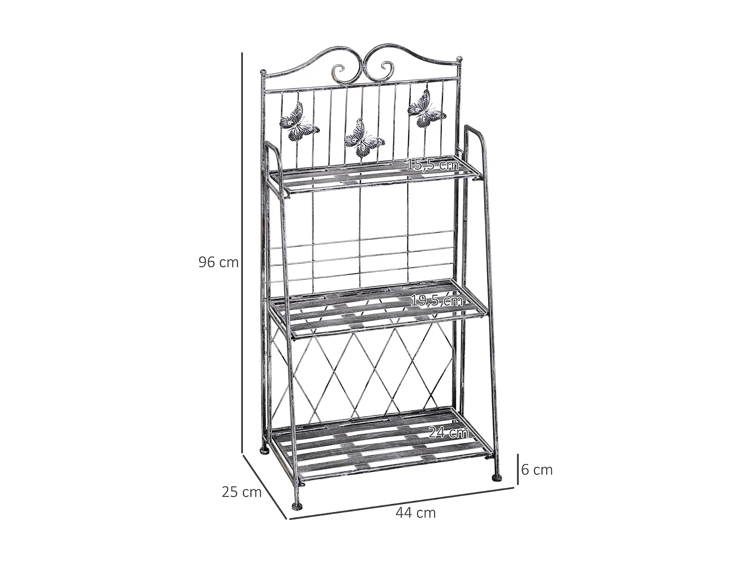 Pflanzregal, Pflanzenständer Blumenregal, Blumenständer Blumentreppe Gartenregal 3 Ebenen 44 x 25 x 96 cm