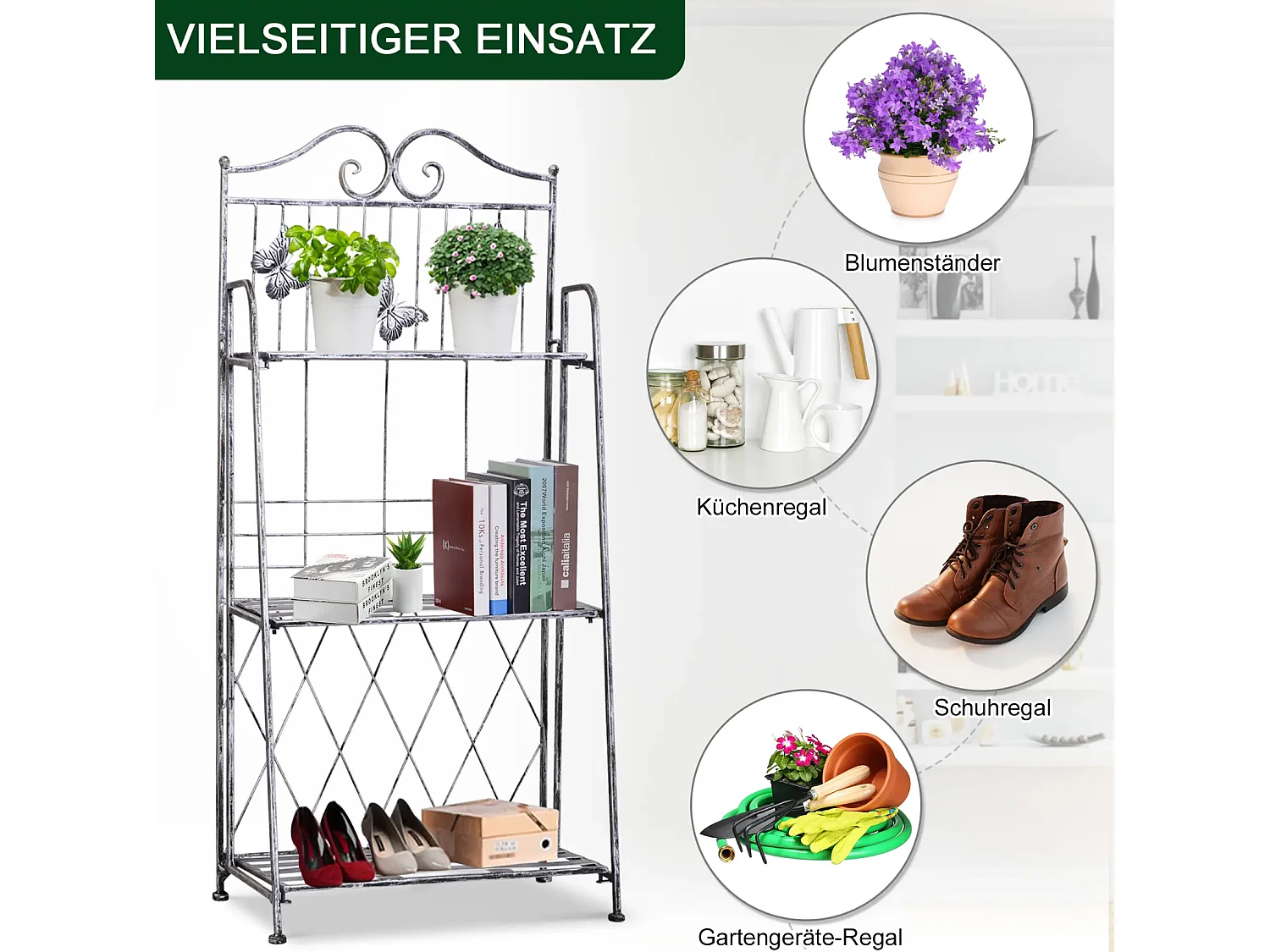 Pflanzregal, Pflanzenständer Blumenregal, Blumenständer Blumentreppe Gartenregal 3 Ebenen 44 x 25 x 96 cm