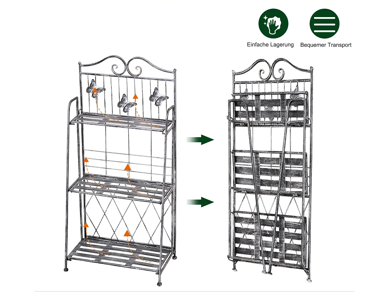 Pflanzregal, Pflanzenständer Blumenregal, Blumenständer Blumentreppe Gartenregal 3 Ebenen 44 x 25 x 96 cm