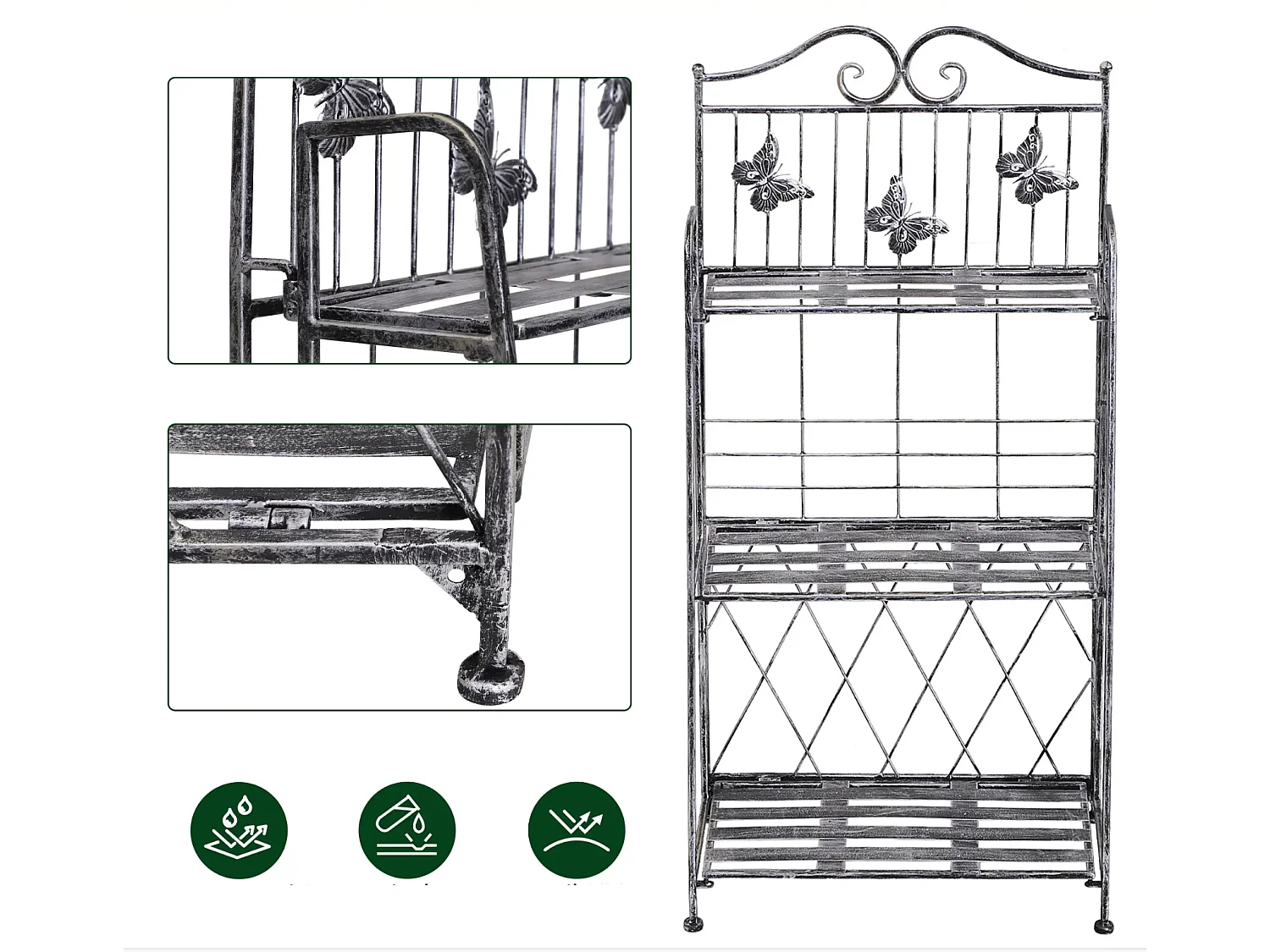 Pflanzregal, Pflanzenständer Blumenregal, Blumenständer Blumentreppe Gartenregal 3 Ebenen 44 x 25 x 96 cm