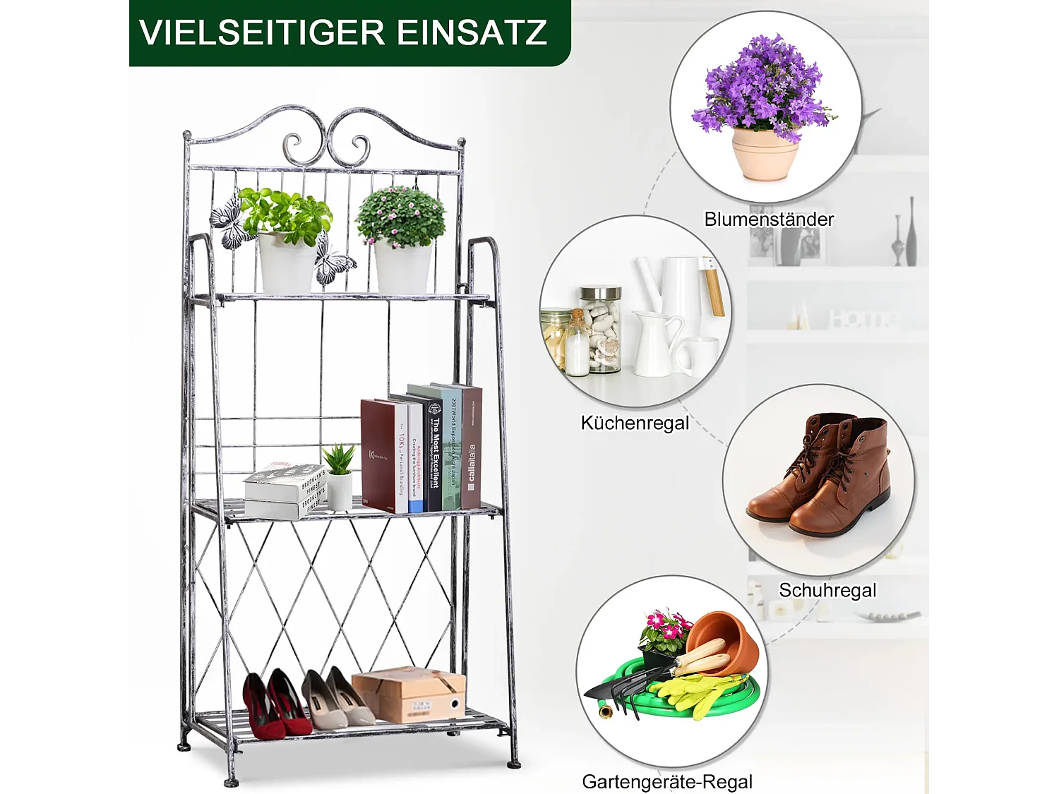 Pflanzregal, Pflanzenständer Blumenregal, Blumenständer Blumentreppe Gartenregal 3 Ebenen 44 x 25 x 96 cm