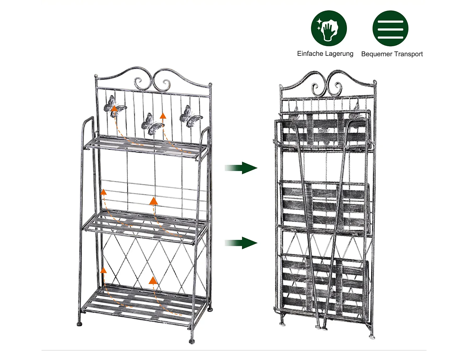 Pflanzregal, Pflanzenständer Blumenregal, Blumenständer Blumentreppe Gartenregal 3 Ebenen 44 x 25 x 96 cm
