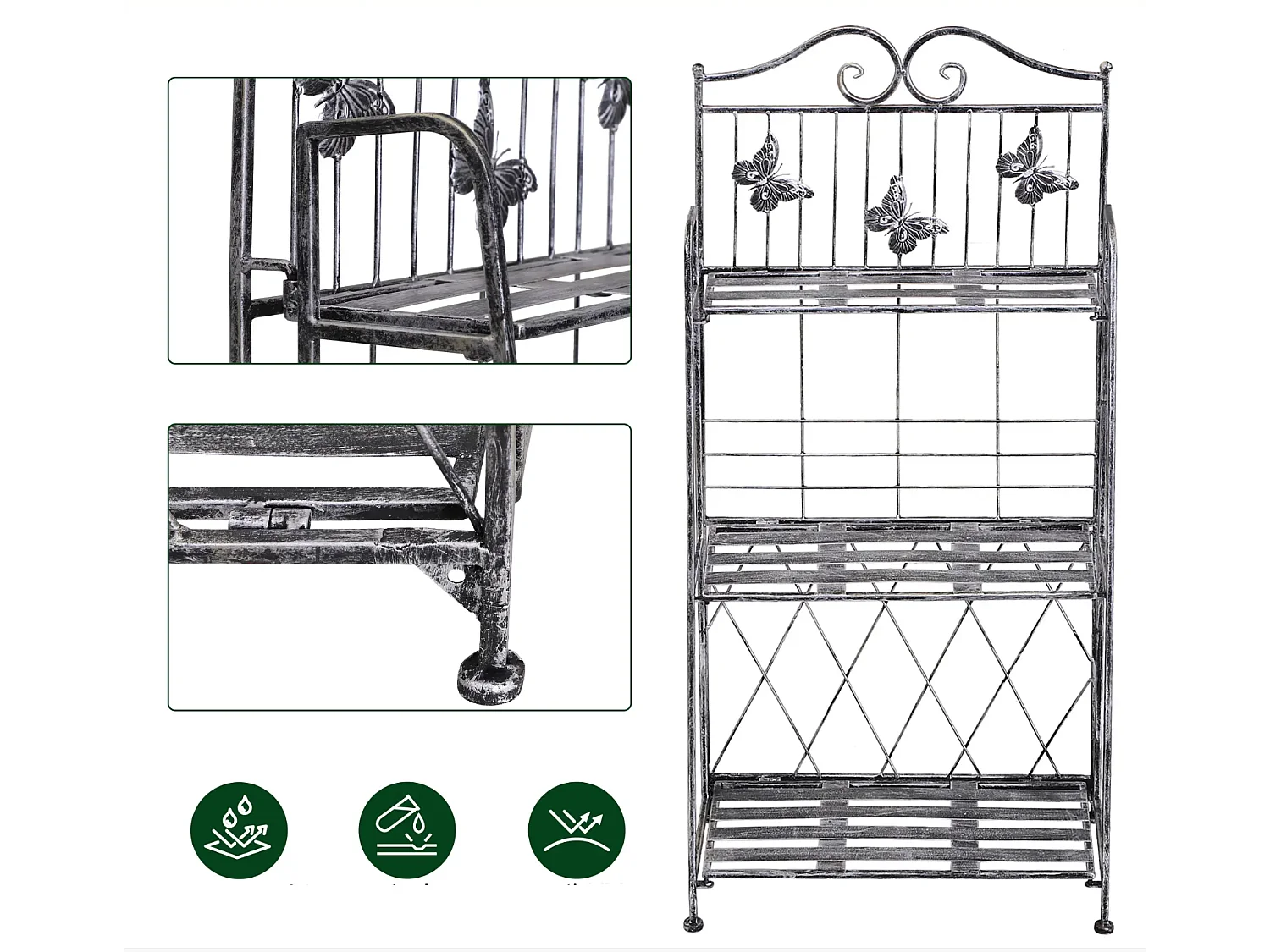 Pflanzregal, Pflanzenständer Blumenregal, Blumenständer Blumentreppe Gartenregal 3 Ebenen 44 x 25 x 96 cm