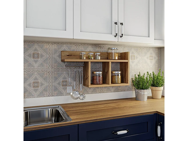 Estante de pared escandinavo, color pino, 72 x 37 x 18 cm | Tablero de partículas 100% melaminado, 18 mm de grosor | Diseño