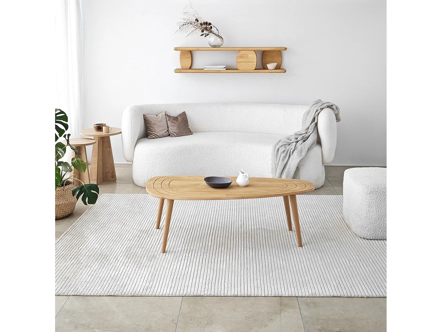 Wandplank van massief hout, eikenhouten afwerking, 120 x 30 x 24 cm | 100% duurzame constructie | Ideaal voor decoreren en organiseren