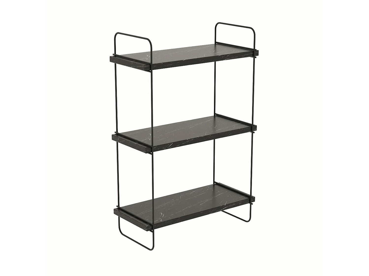 Estante de pared – 40 x 66 x 20 cm – Negro y mármol – Metal y tablero de partículas