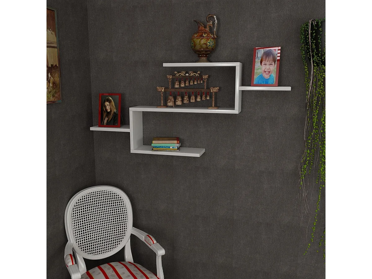 Étagère murale scandinave – 104 x 49,4 x 14,5 cm – Blanc – Panneau de particules