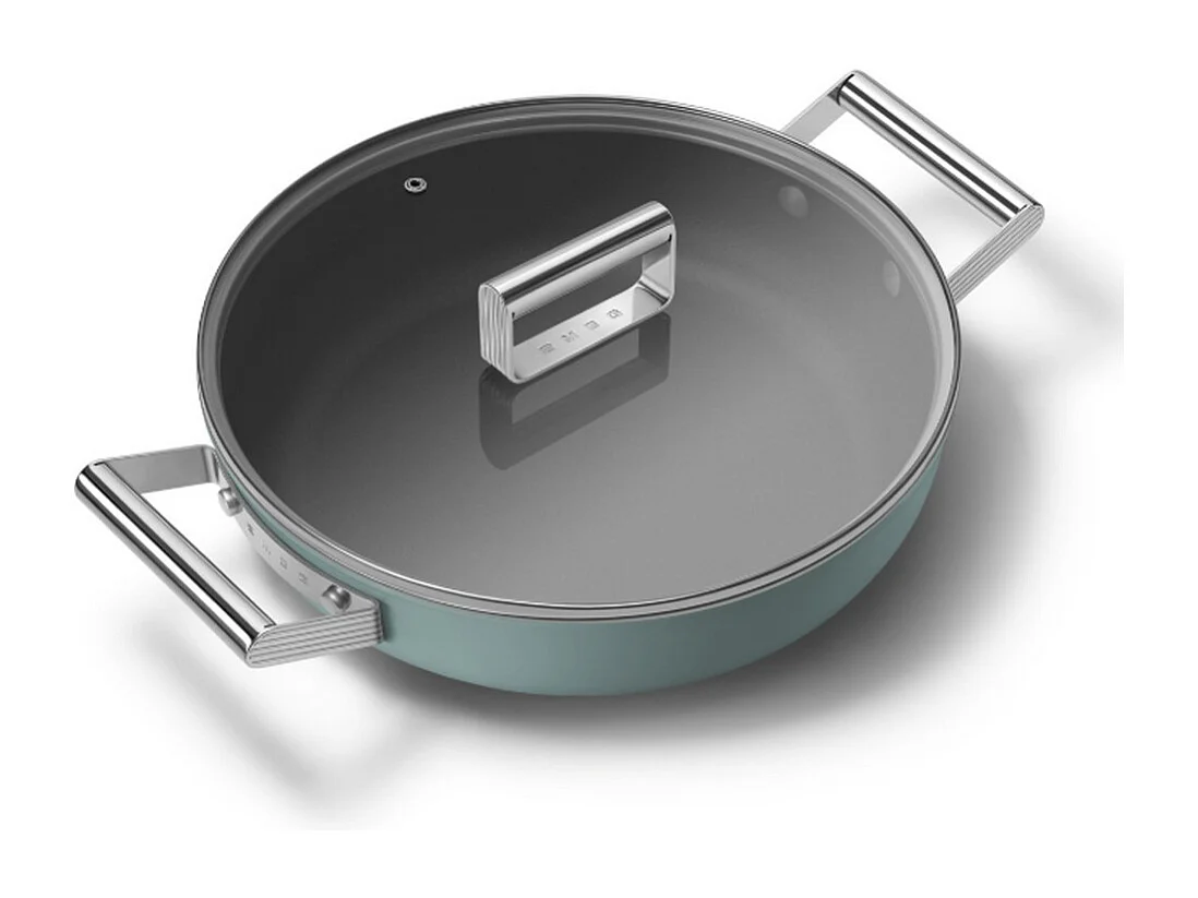Smeg Sauteuse vert émeraude mat 28cm + couvercle - DPF2812EGM