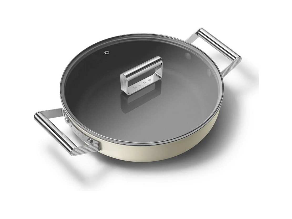 Smeg Sauteuse crème mat 28cm + couvercle - DPF2812CRM