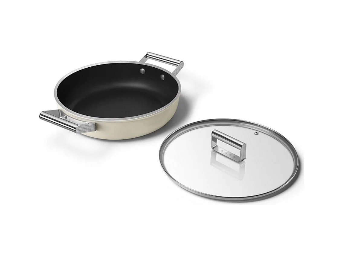 Smeg Sauteuse crème mat 28cm + couvercle - DPF2812CRM