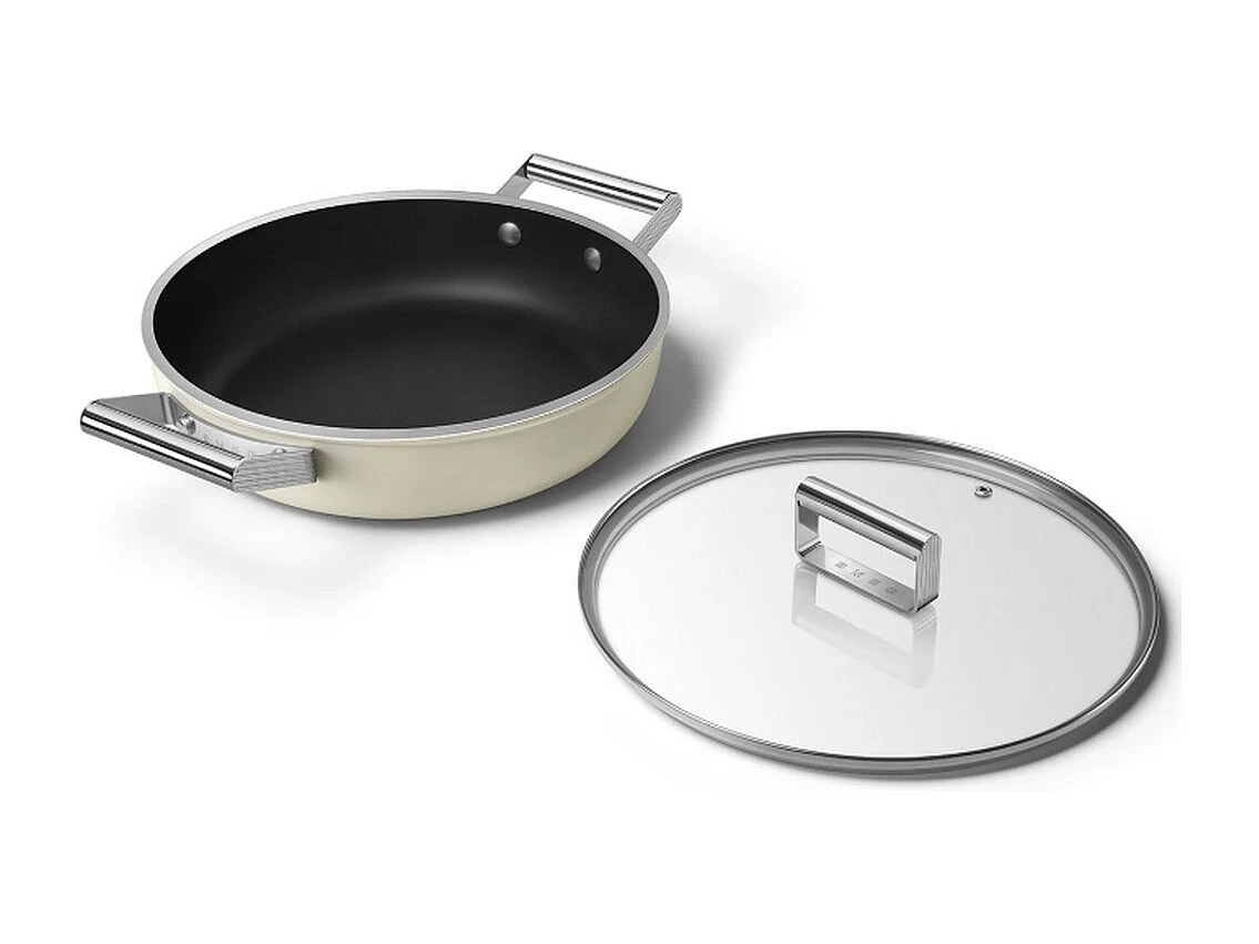 Smeg Sauteuse crème mat 28cm + couvercle - DPF2812CRM
