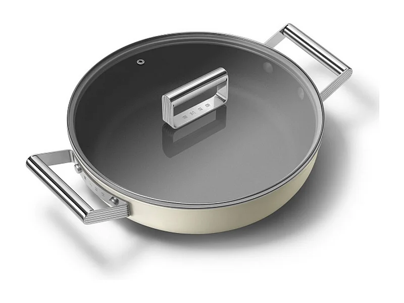 Smeg Sauteuse crème mat 28cm + couvercle - DPF2812CRM