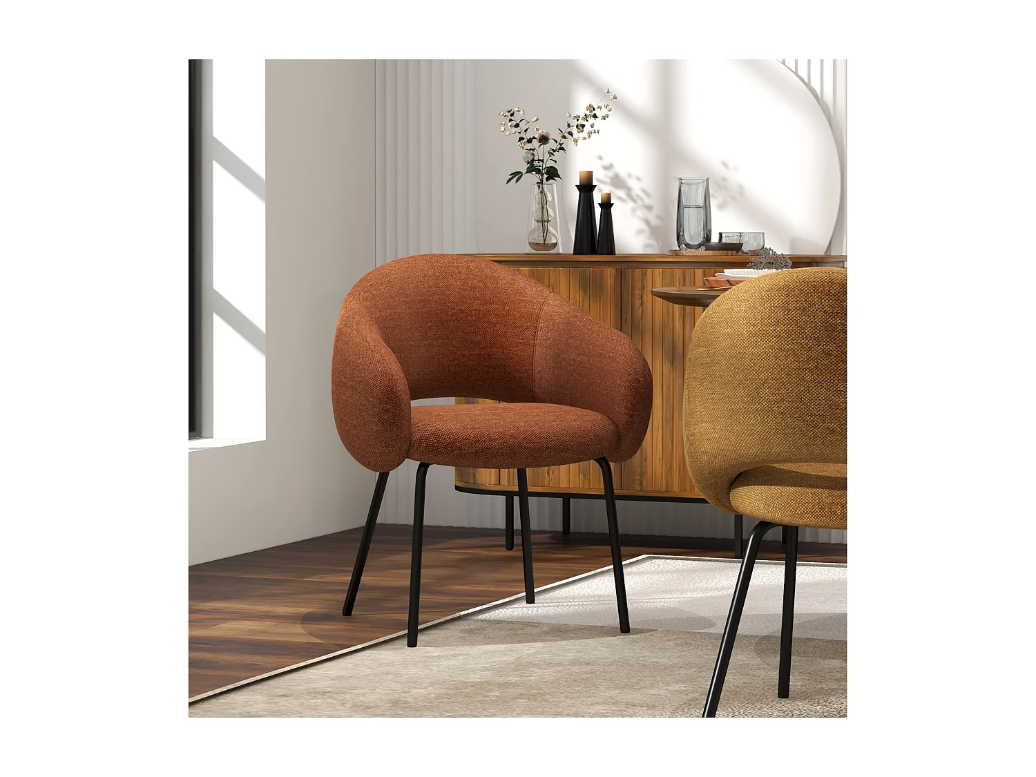 SHARP-Poltrona da tavolo in tessuto Luxury Terracotta (x2)