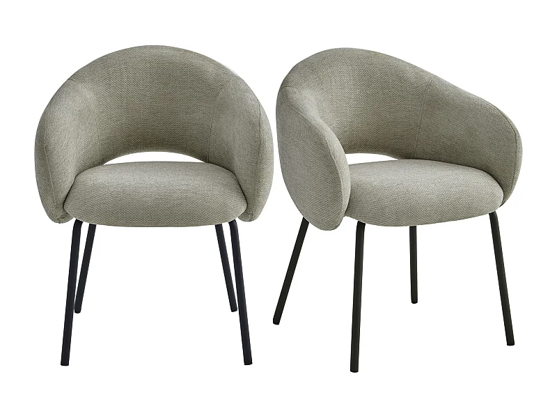 SHARP-Fauteuil de table en tissu Luxury Beige (x2)