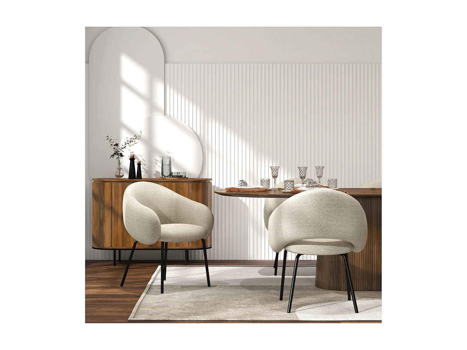 SHARP - Silla de comedor de tela beige (x2)