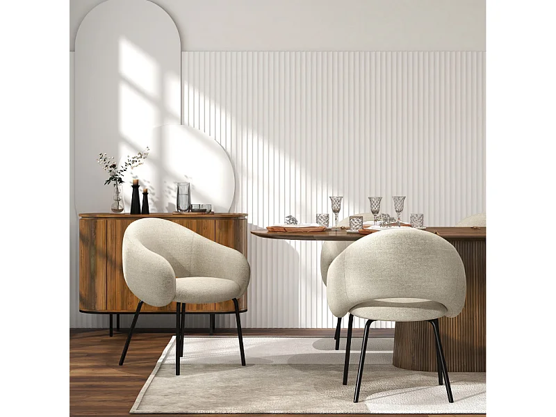 SHARP-Fauteuil de table en tissu Luxury Grège (x2)