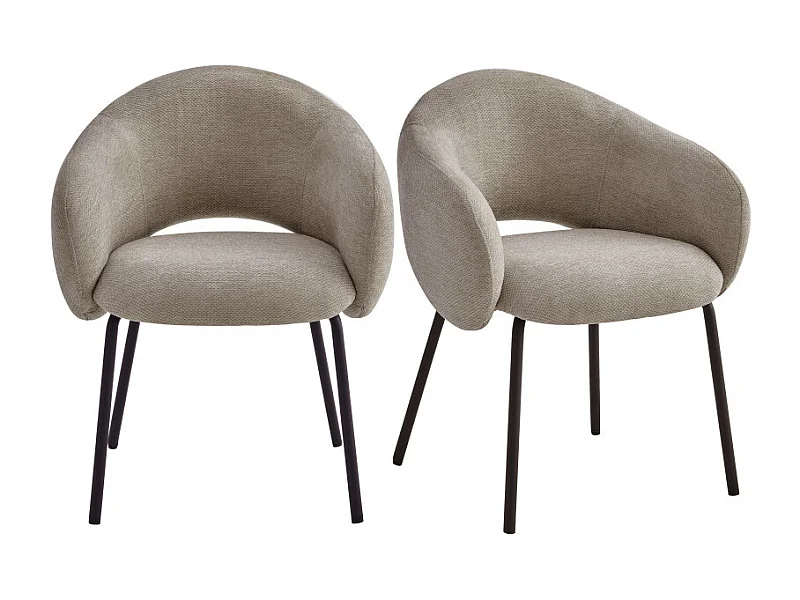 SHARP-Fauteuil de table en tissu Luxury Grège (x2)