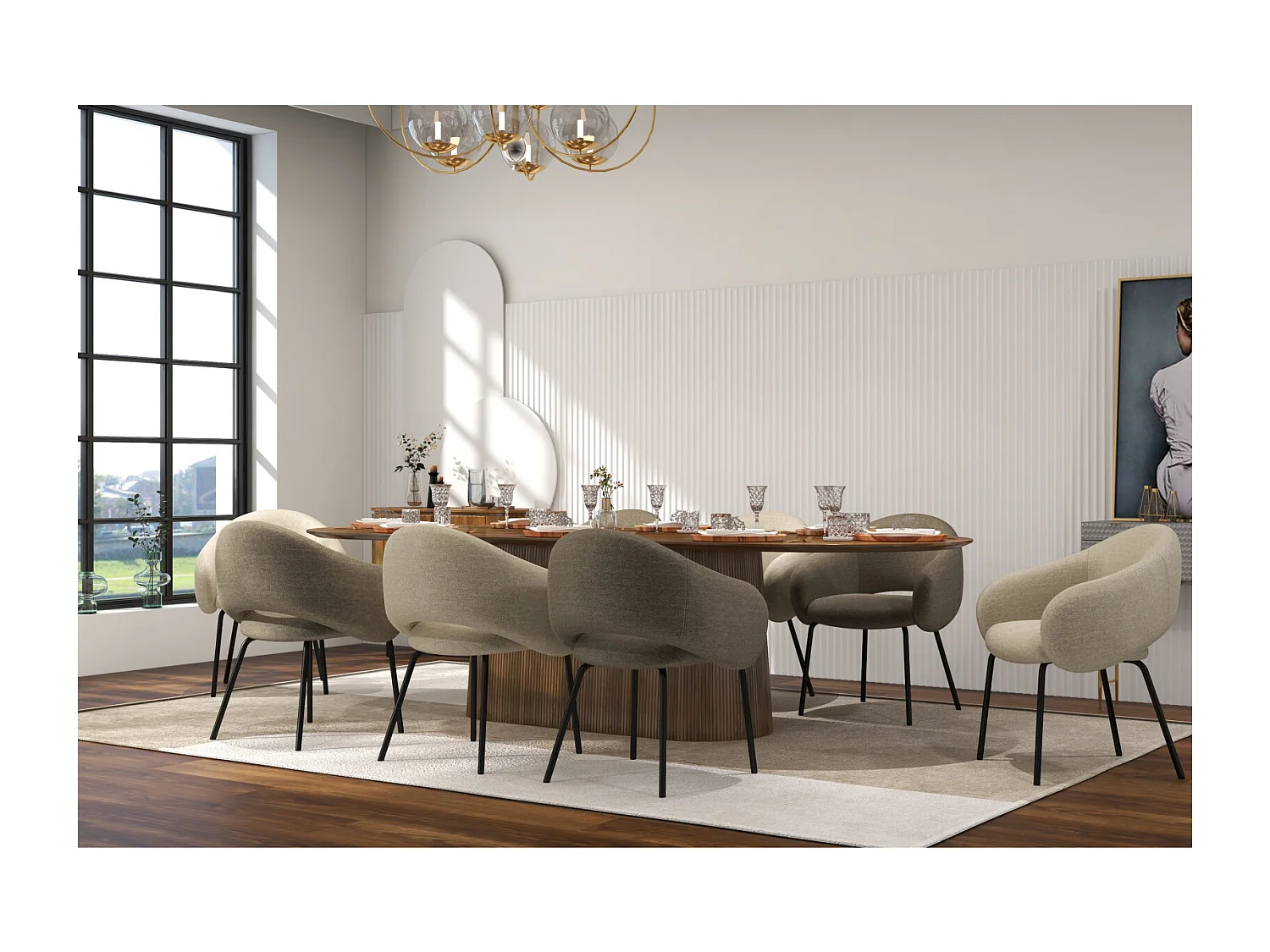 SHARP-Poltrona da tavolo in tessuto Luxury Marrone (x2)