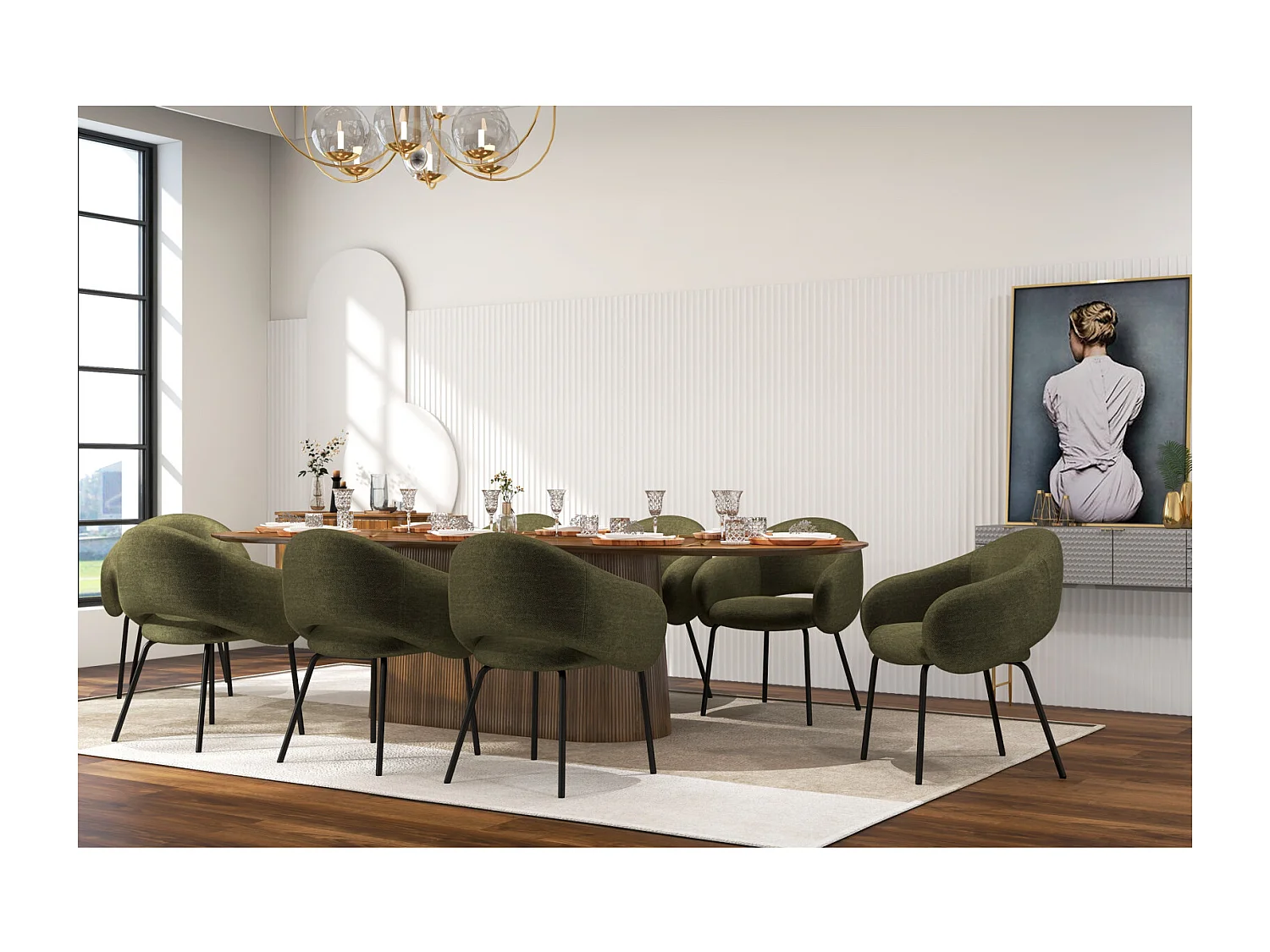 SHARP-Poltrona da tavolo in tessuto Luxury Kaki (x2)