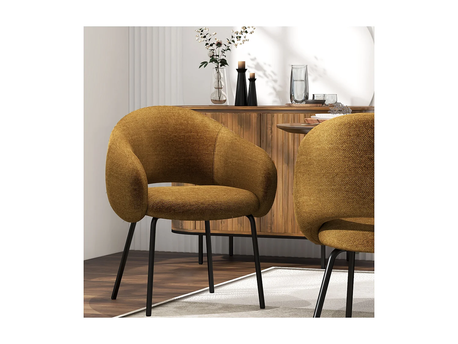 SHARP-Poltrona da tavolo in tessuto Luxury Senape (x2)