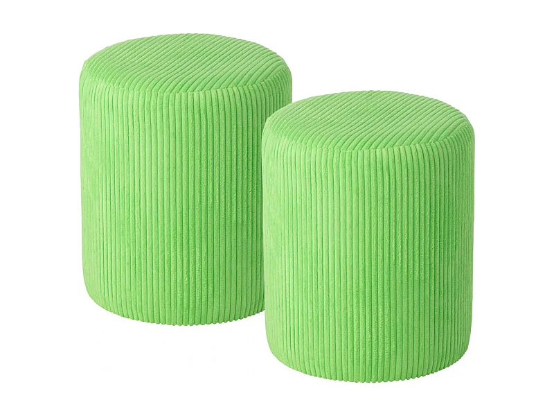 Poufs tabourets ronds en velours côtelé (lot de 2) - CHARLISE