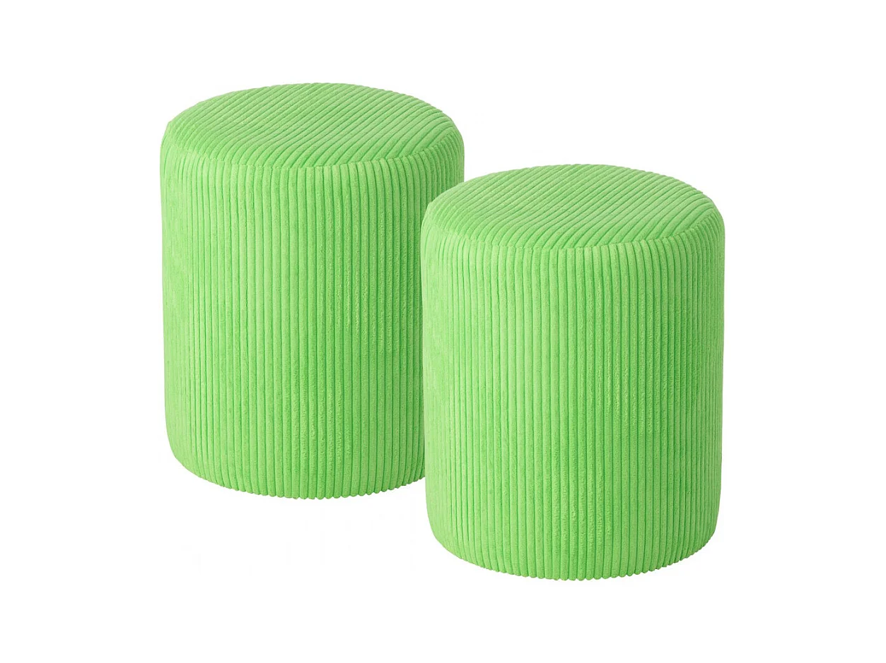 Poufs tabourets ronds en velours côtelé (lot de 2) - CHARLISE
