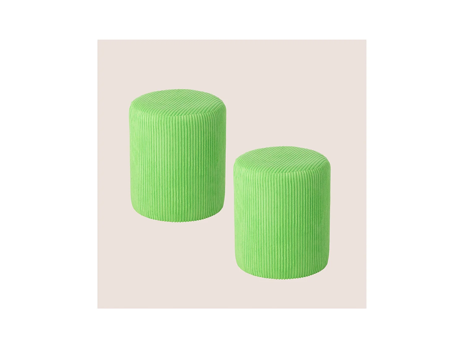 Poufs tabourets ronds en velours côtelé (lot de 2) - CHARLISE