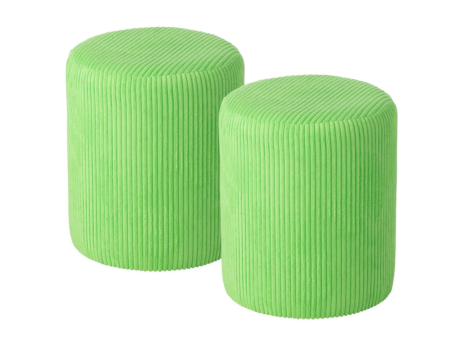 Poufs tabourets ronds en velours côtelé (lot de 2) - CHARLISE