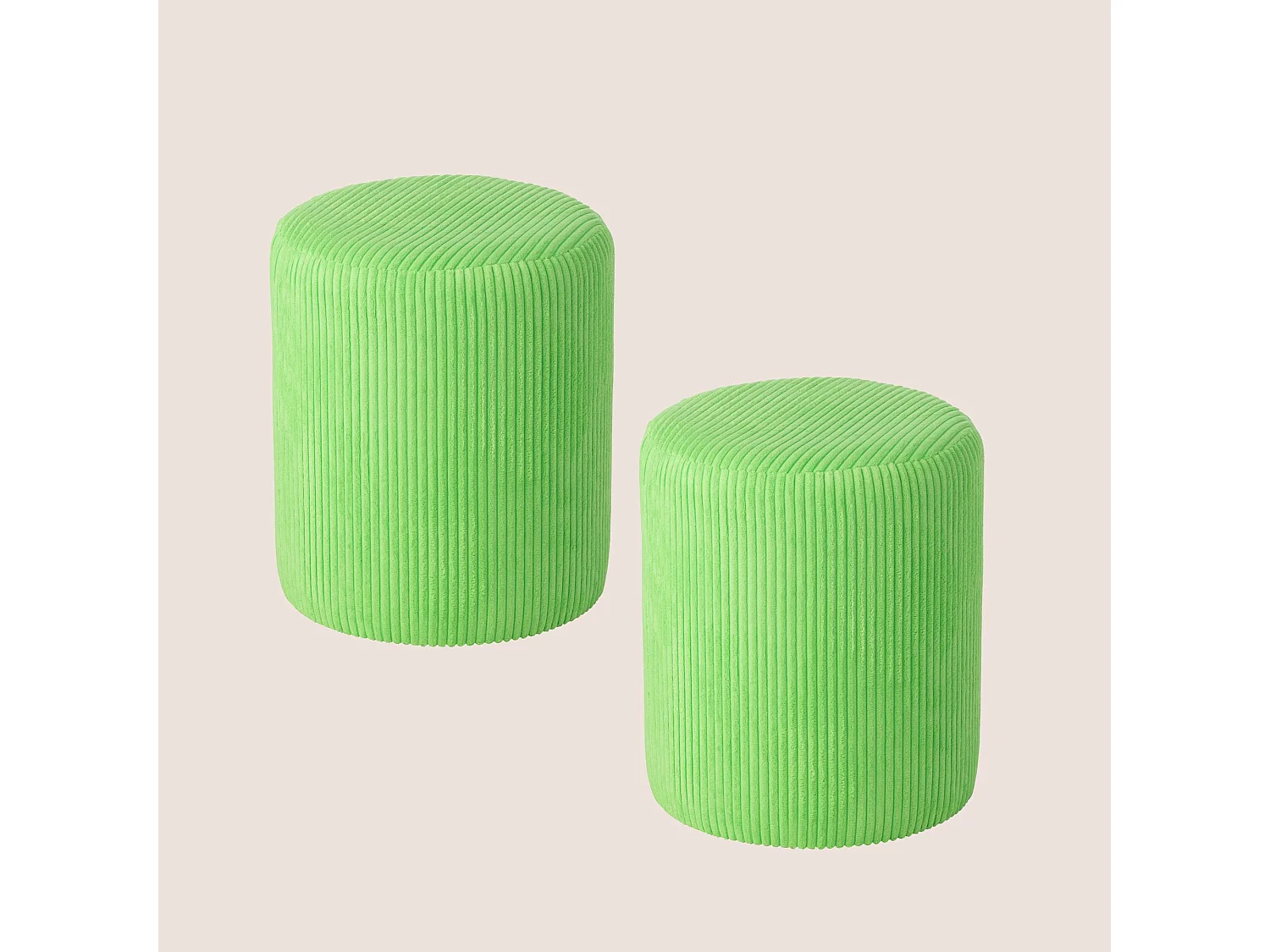 Poufs tabourets ronds en velours côtelé (lot de 2) - CHARLISE