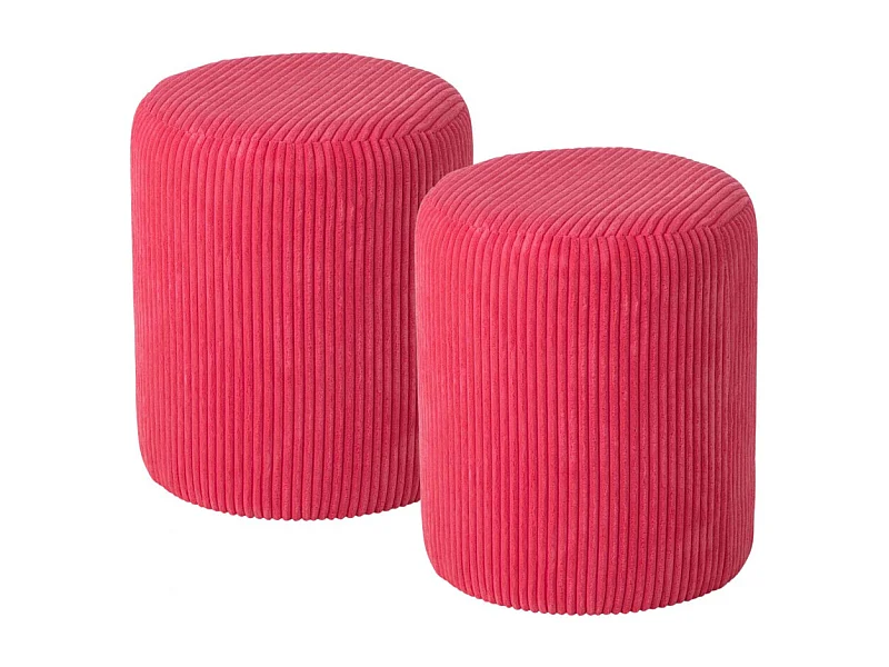 Poufs tabourets ronds en velours côtelé (lot de 2) - CHARLISE