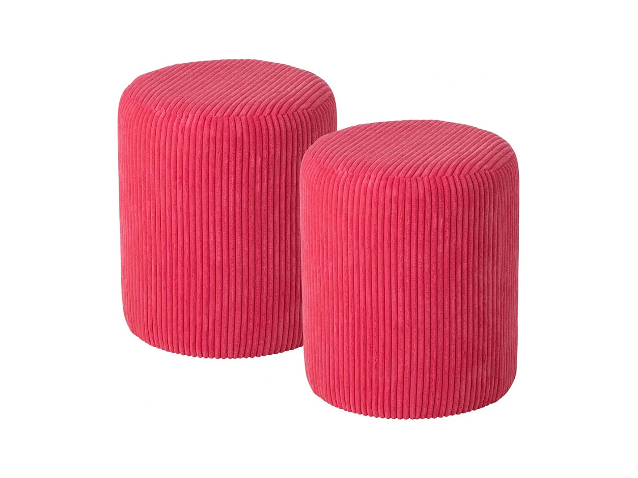 Poufs tabourets ronds en velours côtelé (lot de 2) - CHARLISE