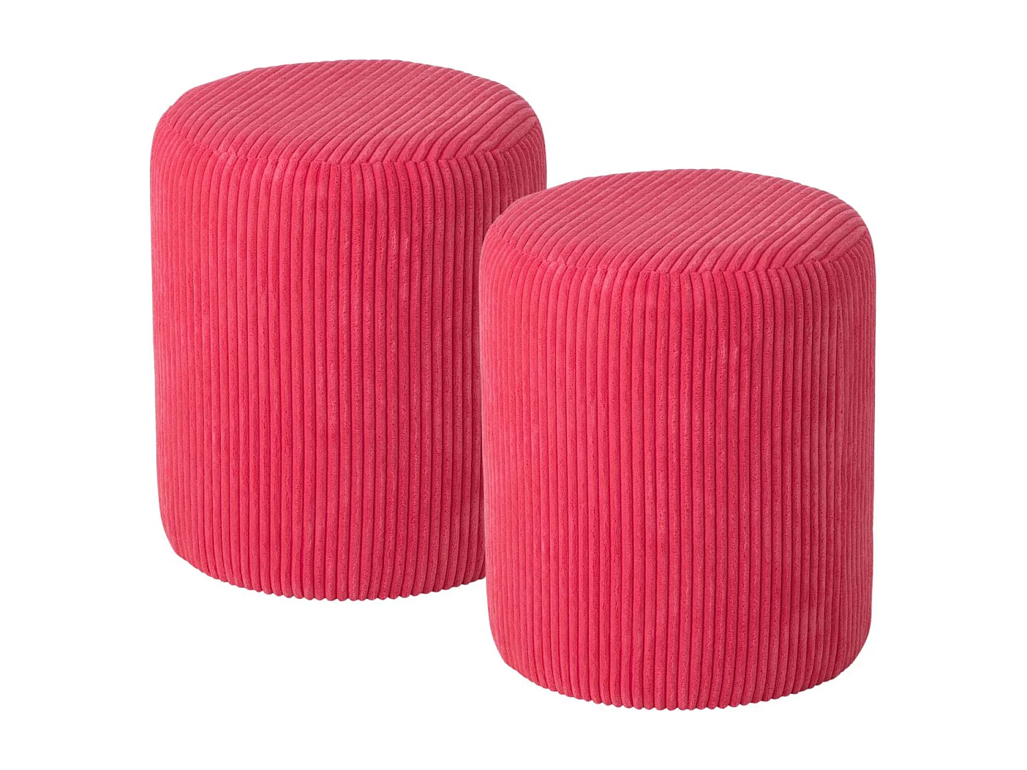 Poufs tabourets ronds en velours côtelé (lot de 2) - CHARLISE